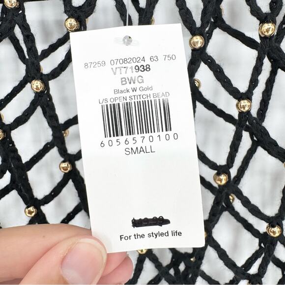 NWT VEVERET Beaded Open Stitch Sweater‎ Whimsigoth Festival Dark Romantic Size S - Picture 12 of 13